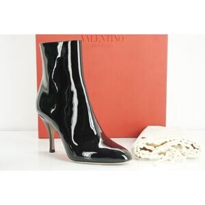 Valentino Black Patent Rockstud Bottom Sole Ankle Booties Size 37.5 NIB